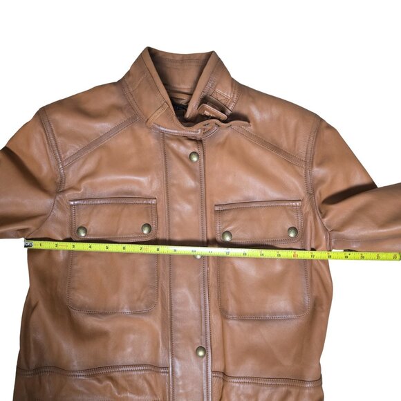 Lauren Ralph Lauren Cognac Lambskin Leather Field Barn Jacket NWT, Oversize 4 - Picture 9 of 10